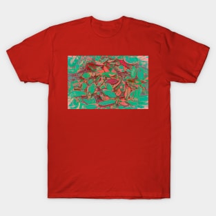 Turquoise and Pink Fallen Leaves T-Shirt